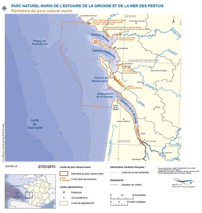 Carte périmètre parc marin Gironde Pertuis